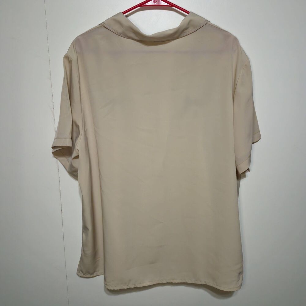 Vintage Laura Scott Blouse 20W Embroidered Floral Button Front Beige Top - Picture 5 of 9